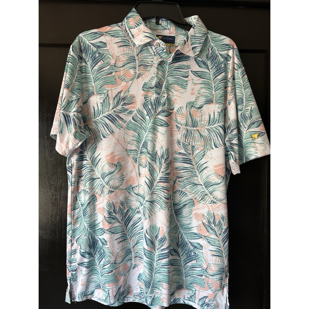 JACK NICKLAUS  SHIRT MEN'S Medium Button Down In Soft Knit, tropical print